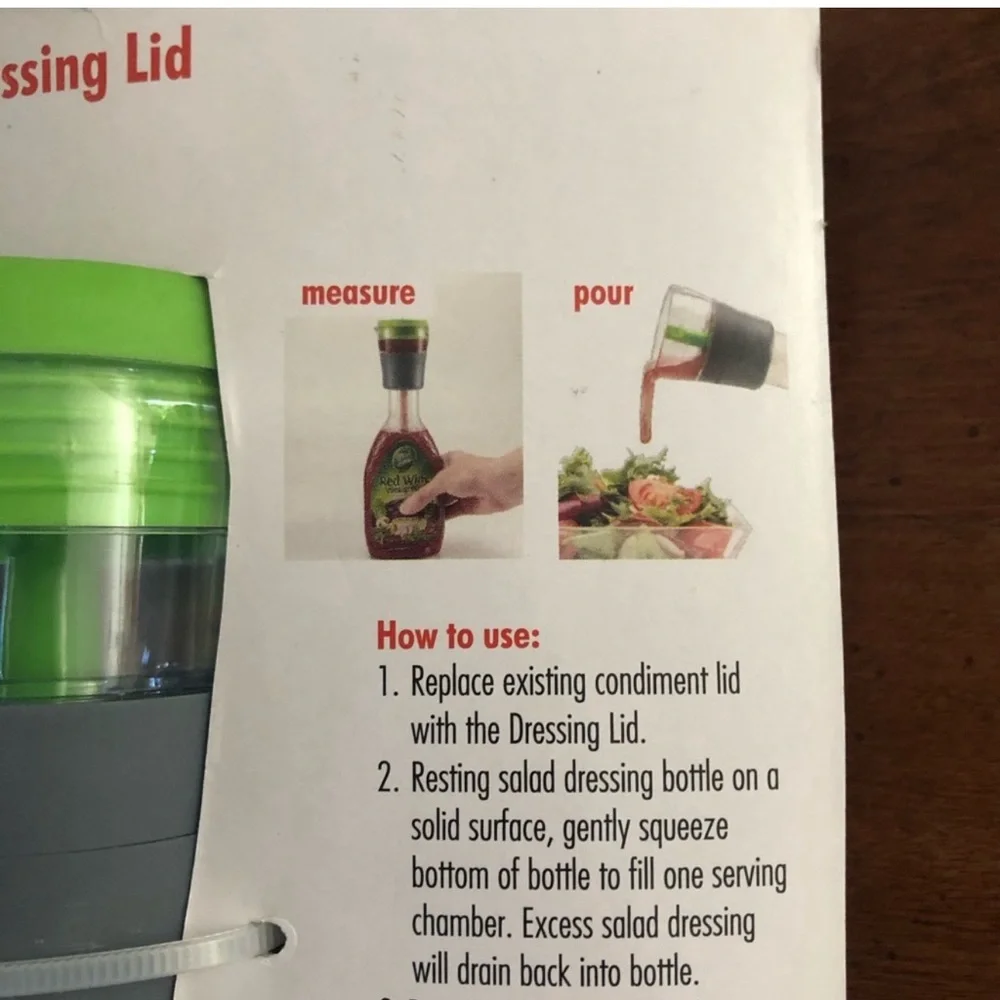 Portion control salad dressing oil lid dispenser